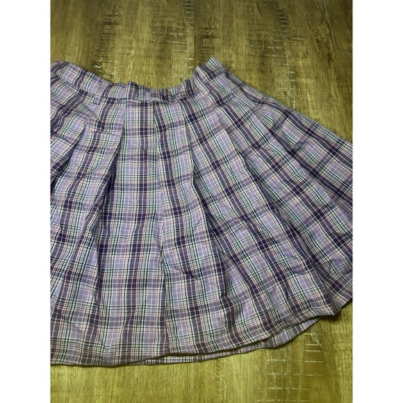 Hot Topic Skater Mini Skirt Size Small Pink Black Plaid Pleated Side Zipper - Picture 5 of 5